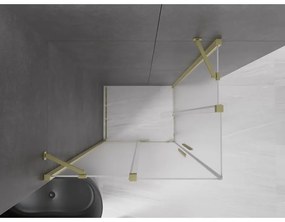 Mexen Velar Duo, sprchový kút s posuvnými dverami 90 x 80 cm, 8mm sklo námraza, zlatá matná, 871-090-080-32-55