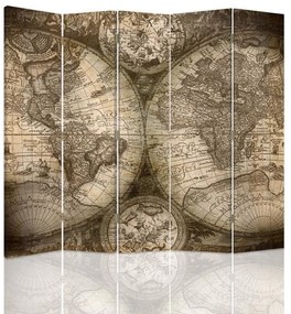 Gario Paraván Starožitná mapa sveta Rozmery: 180 x 170 cm, Prevedenie: Otočný paraván 360°