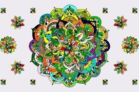 Samolepiaca tapeta zelená Mandala - 150x100