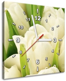 Gario Obraz s hodinami Jemné tulipány Rozmery: 60 x 40 cm