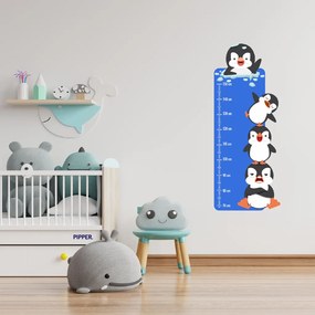 PIPPER. Detský meter - Veselé tučniaky - textilná nálepka na stenu
