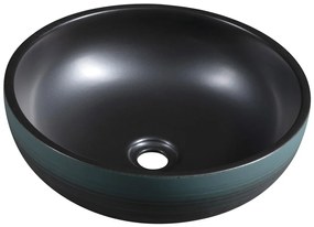 Sapho Sapho, PRIORI keramické umývadlo na dosku Ø 41cm, čierná/zelená, PI039