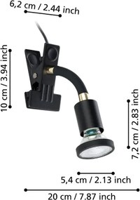 Eglo 300914 - LED lampa s klipom PARRINI 1xGU10/4,5W/230V čierna