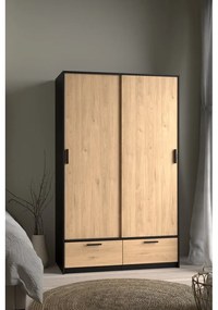 Šatníková skriňa v dekore duba s posuvnými dverami v čierno-prírodnej farbe 121x200 cm Line – Tvilum