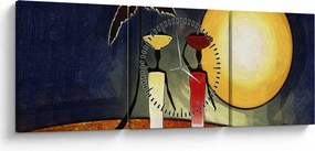 Obraz starovekej maľby (s hodinami) (90x30 cm)