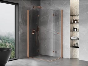 Mexen Mist-F Duo, skladací sprchový kút 120 x 100 cm, priehľadný, brúsená meď - 8A6-120L-100P-65-00