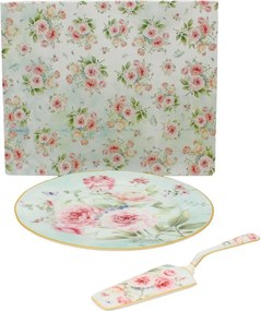 Home Elements Tortový podnos s lyžicou, Ruža