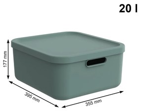 Úložný box, rovný s vekom, 20 l, matná zelená ALBU LIGHT, 40 x 36 x 18