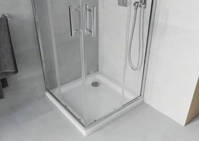 Mexen Rio, štvorcový sprchový kút 80 x 80 cm, 6mm číre sklo, chrómový profil + biela sprchová vanička, 860-080-080-01-00-4010