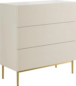 Komoda Nicole 100 cm so zásuvkami a ryhovaným čelom - kasmír / zlaté nožičky