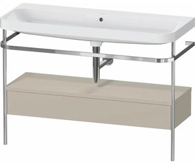 DURAVIT Happy D.2 Plus c-shaped kovový stojací podstavec s nábytkovým umývadlom bez otvoru, 1 zásuvka, 1175 x 490 x 850 mm, chróm/taupe matná lakovaná, HP4844N60600000