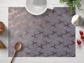 Biante Zamatové prestieranie na stôl Isabela IBL-003 Rose Gold trojuholníky na sivom 35x45 cm