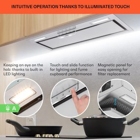 Klarstein Camila, vstavaný digestor, 70 cm, 397 m³/h, LED, dotyková plocha, nehrdzavejúca oceľ