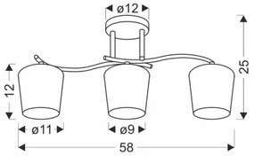 Luster na tyči ESNYR 3xE27/40W/230V čierna/biela