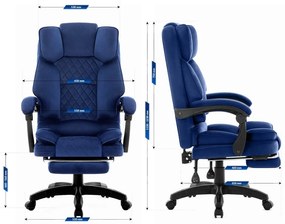 Ergonomická kancelárska stolička HC-1031 s podnožkou - modrá