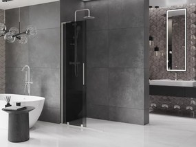 Mexen Velar L, posuvná sprchová zástena Walk-in 120 x 200 cm, 8mm šedé sklo, brúsená oceľ, 871-120-003-43-97
