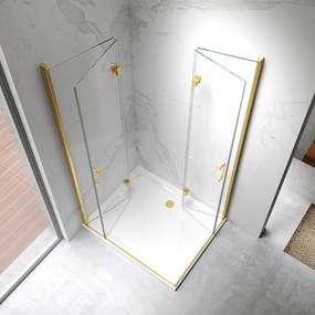 BPS-koupelny Obdĺžnikový sprchový kút ZES KZ12B GL BR 100x80 zlatá kartáčovaná/transparent - bez vaničky