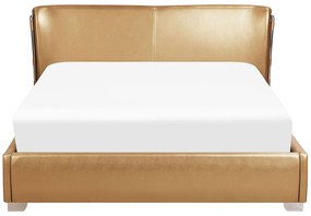 Kožená vodná posteľ 180 x 200 cm zlatá PARIS Beliani