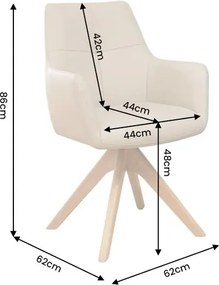 Dizajnová otočná stolička Devassy béžová koža / dub