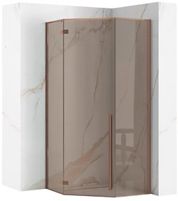 Rea Diamond, päťuholníkový sprchový kút 90 x 90 cm, 6mm šedé sklo, medená matná, REA-K6966