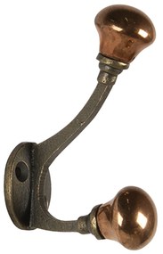 Nástenný liatinový háčik s bronzovými koncovkami - 3 * 5 * 9 cm