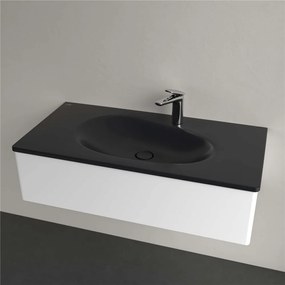 VILLEROY &amp; BOCH Antao umývadlo na skrinku s otvorom, bez prepadu, 1000 x 500 mm, Pure Black, s povrchom CeramicPlus, 4A76A2R7