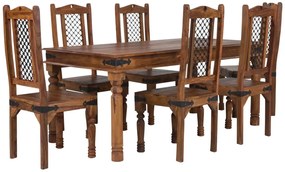 furniture-nabytek.cz - Masívna jedálenská súprava Merlin I z palisandra, lakovaná, hnedá – stôl 150x90 cm + 6 stoličiek