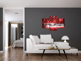 Obraz - Červený, vodopád (90x60 cm)