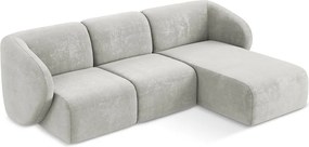 Svetlosivá ženilková rohová pohovka (pravý roh/s leňoškou) Lani – Makamii