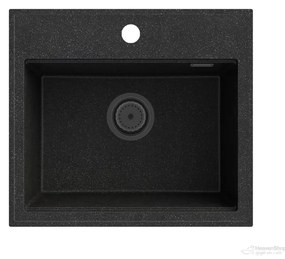 Gamma Modern 5055, 1-komorový granitový drez 560x500x210 mm, čierna škvrnitá, GMA-ZM-55-BP