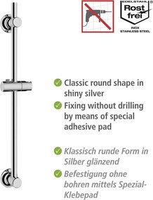 Samodržiaca sprchová tyč z nerezovej ocele v lesklej striebornej farbe 70 cm – Wenko