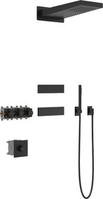 Mexen Fall, sprchová súprava pod omietku, čierna matná, 7602-04-70
