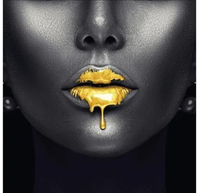 Sklenený obraz Golden Lips II 30x30 cm