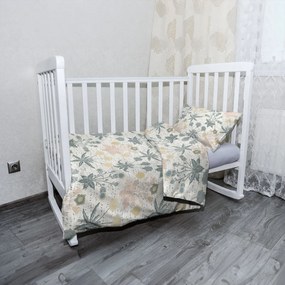 Sablio Mikroplyšové detské obliečky do postieľky Sivé kvetiny - 100x135 / 40x60