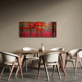 Obraz - Červený les (120x50 cm)