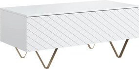 Konferenčný stolík Scalia 120x55 s úl. priestorom - biely mat / zlatá - Limitovaná ponuka
