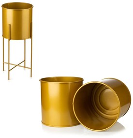 KOVOVÝ KVETINÁČ SO STOJANOM GOLDEN 55X21 CM ZLATÁ