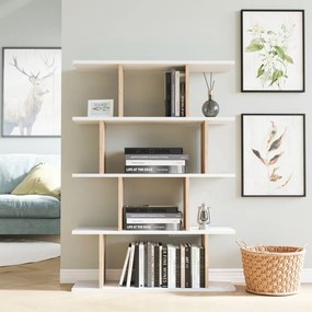 Biela/prírodná knižnica v dekore duba 90x127 cm Harmon - Kalune Design