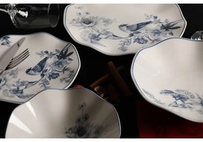 Jedálna súprava 24 ks biela/modrá/porcelán