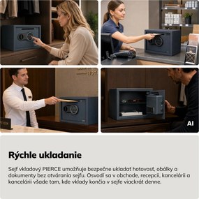 Malý vhadzovací trezor na kód, elektronický, na tržbu a obálky, 350x250x250 mm: PIERCE