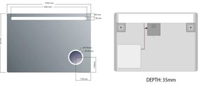 Sapho Sapho, ASTRO LED podsvietené zrkadlo 1000x700mm, kozmetické zrkadielko, MIRL4
