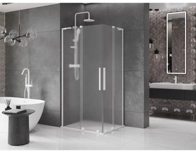 Mexen Velar L Duo, sprchový kút s posuvnými dverami 90 x 80 cm, 8mm sklo námraza, biela matná, 871-090-080-02-33-20