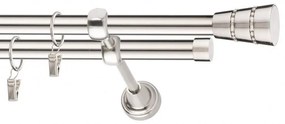 Dekorstudio Niklová dvojradová garniža BOGOTA 19mm Dĺžka: 120cm, Typ uchytenia: Držiak dvojitý modern, Typ príslušenstva: Krúžky tiché so štipcami