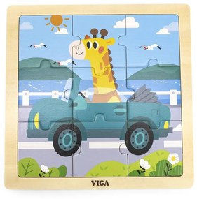 Drevené puzzle pre najmenších Viga 9 ks Auto