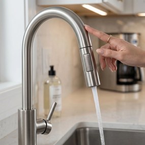 Rea Fresh Touch, vysoká kuchynská batéria s výsuvnou 2-funkčnou spŕškou, brúsená oceľ, REA-B6735