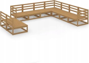 vidaXL 9-dielna sedacia súprava do záhrady, medovo hnedá, borovica