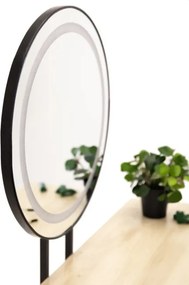 Toaletný stolík BEAUTY so zrkadlom a LED osvetlením naturálny / čierny