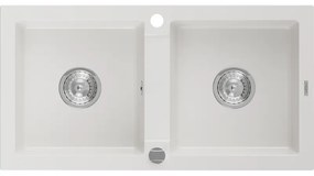 Mexen Mario - drez granitový 82,0x43,6cm, 2-komorový, biela, 6504822000-20