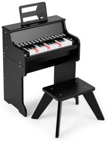 25-klávesové mini digitálne piano so stoličkou, detské piano s nastaviteľnou rýchlosťou, čierne