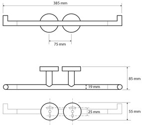 Sapho, X-ROUND držiak toaletného papiera dvojitý s dvoma úchytami, chróm, XR700